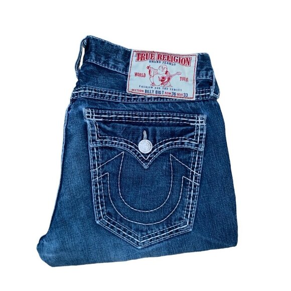 Vintage True Religion Jeans Size 36 BILLY BIG T Blue - Picture 3 of 6